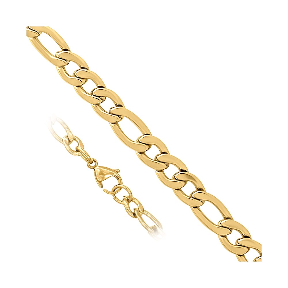 Yellow Stainless Steel Unisex 4mm 9 Inches Figaro Fashion Link Bracelet